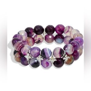 Savvy Cie Jewels Faceted Purple Agate Stretch Bracelet